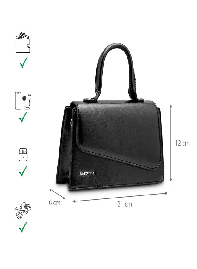 Fastrack Lil’Spark Sling | Black Faux-Leather Women’s Handbag | Sling with Fixed Handle & Detachable Strap for Casual & Party Carry - Image 5